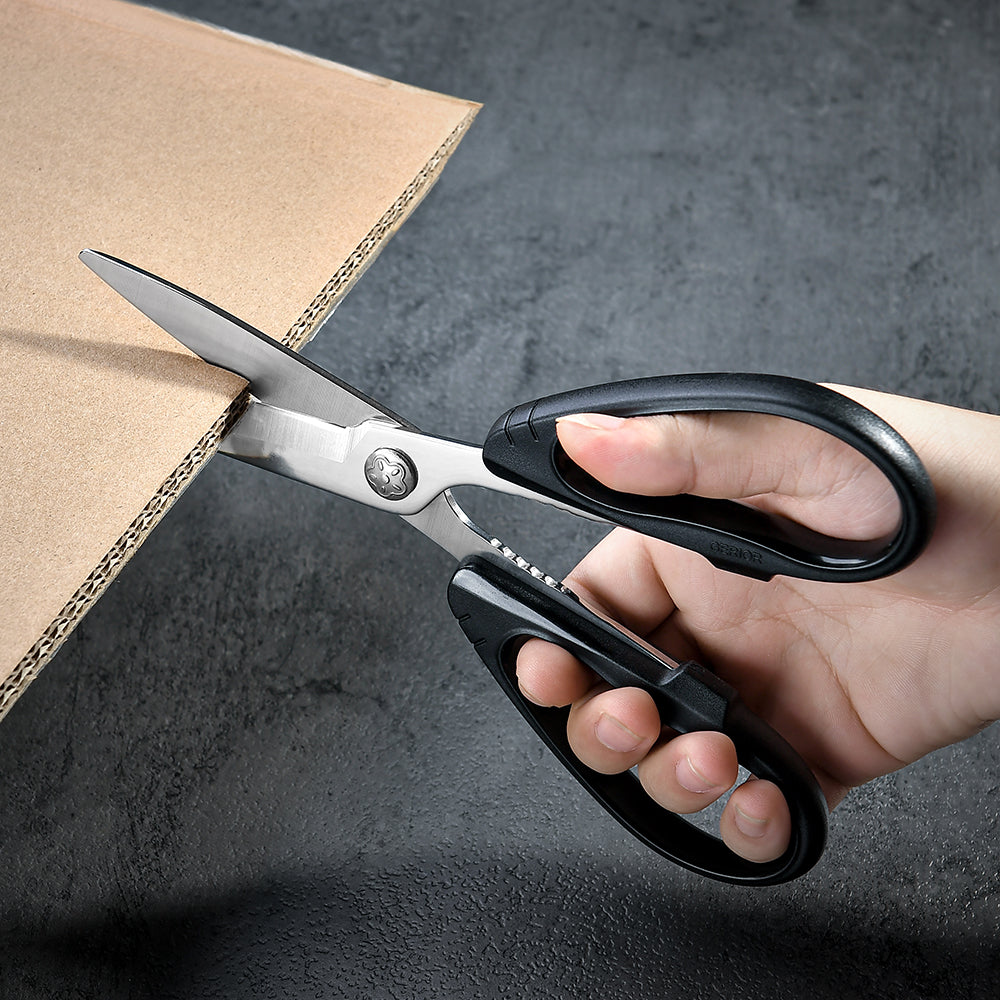 Kitchen Scissors, Gerior Heavy Duty All Purpose Kitchen Shears for Food, Meat, Poultry, Cooking with Blade Cover (Black)