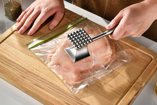 Cast Stainless Steel Meat Tenderizer - Heavy-Duty Dishwasher Safe Hammer Mallet Tool & Chicken Pounder