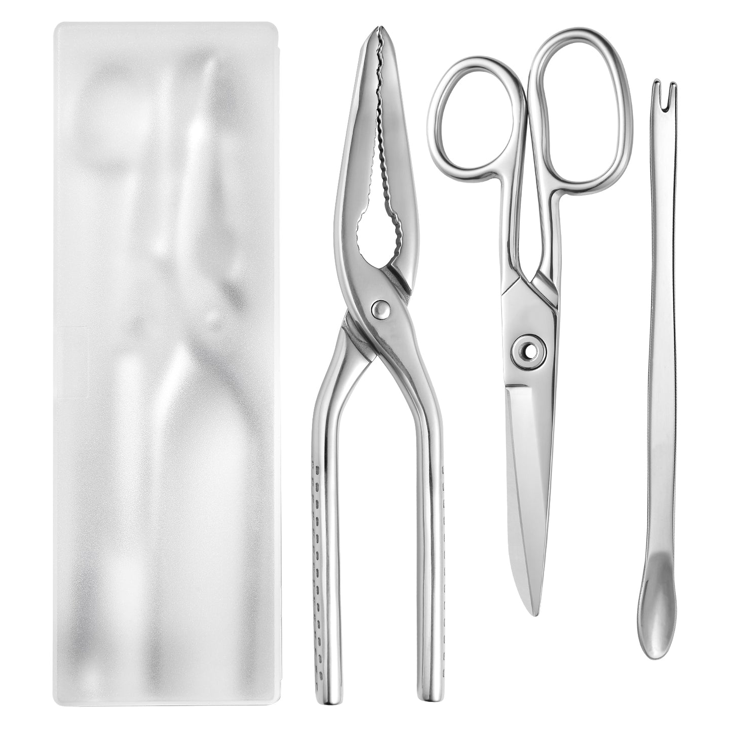 Crab Leg Crackers and Tools Set - Lobster Cracker, Scissors, Picker/Fork - Full Stainless Steel