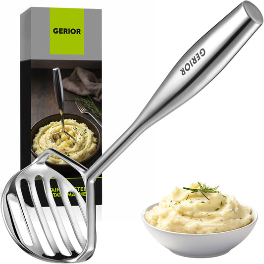 Heavy Duty Potato Masher - Solid 304 Stainless Steel - Mirror Polished