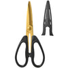 Golden Titanium Coating Kitchen Scissors with Blade Cover, Stainless Steel, Comfortable Handle, Heavy Duty