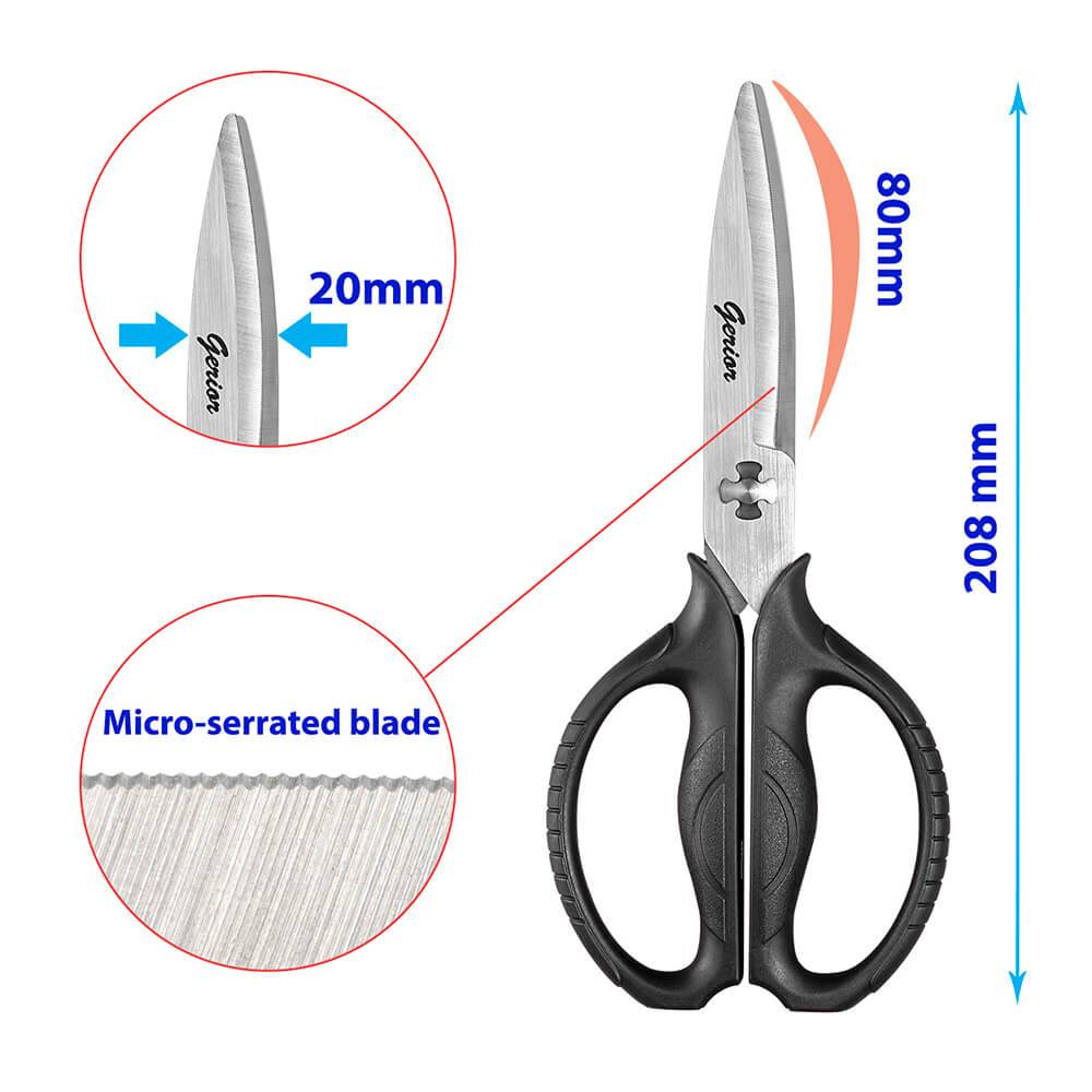 Come Apart Food Scissors - Kitchen Scissors Shears for Meat, Vegetable - Black